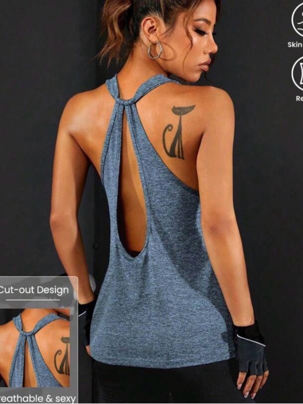 Women’s Open-Back Tank dri fit tank in Heather Blue